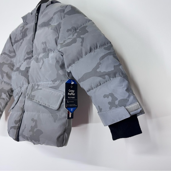 Members Mark Reflective Gray Camo Full Zip Winter Puffer Jacket New Nwt Size 2T - Picture 3 of 15